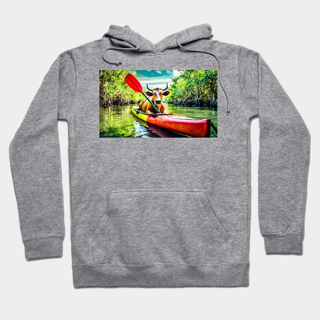 Kayaking Cow Hoodie by CreativePhil